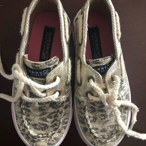 Child girl sperry boatshoes leopard print